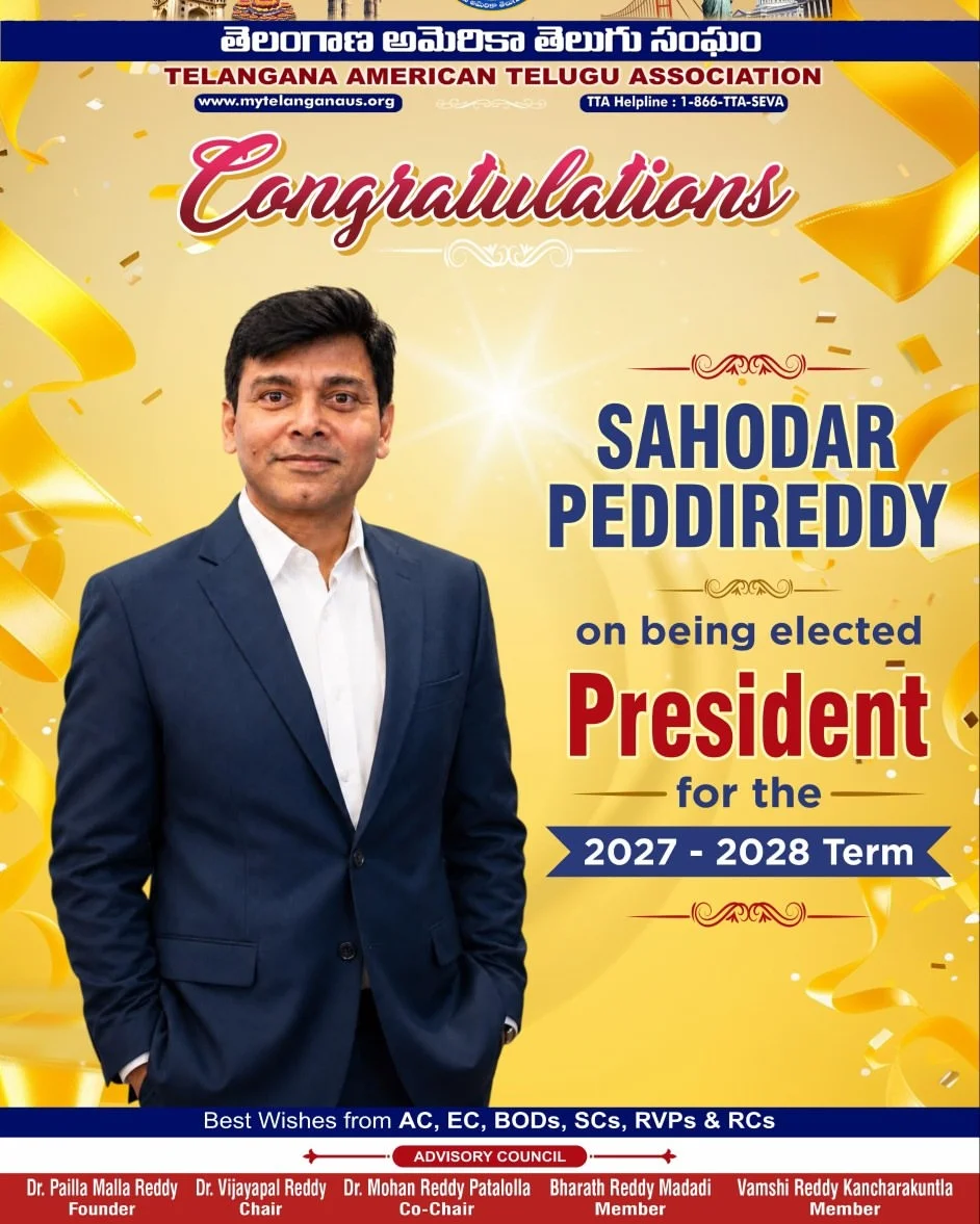 Congratulations, Sahodar Peddireddy Garu, on your election as President of the Telangana America.jpg