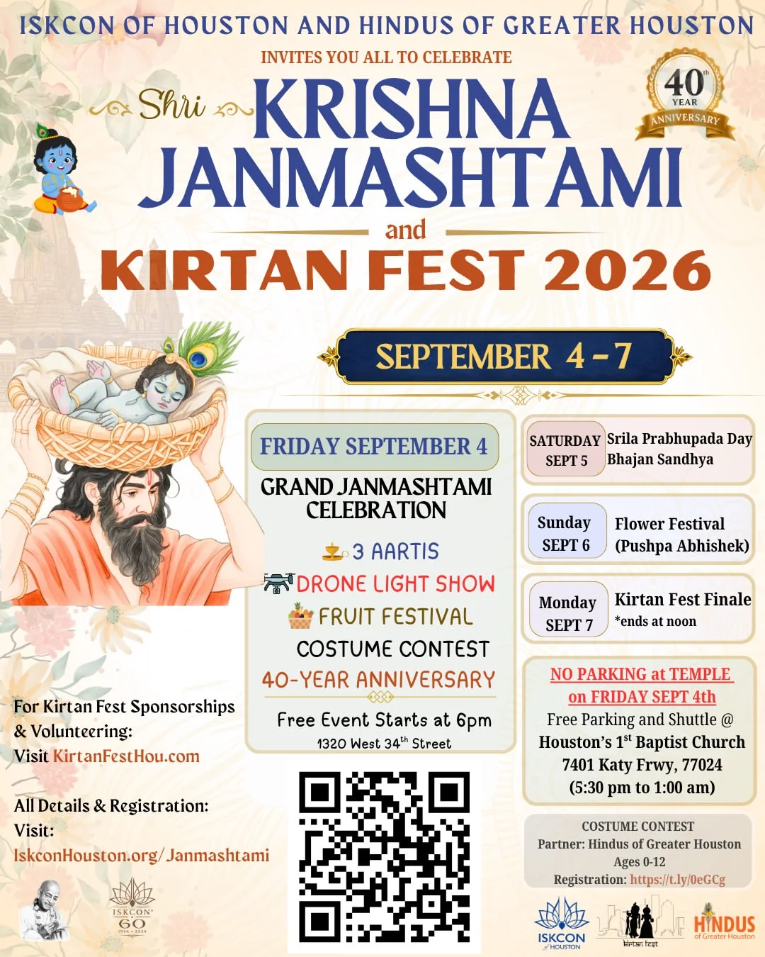 Krishna Janmashtami & Kirtan Fest 2026 in Houston