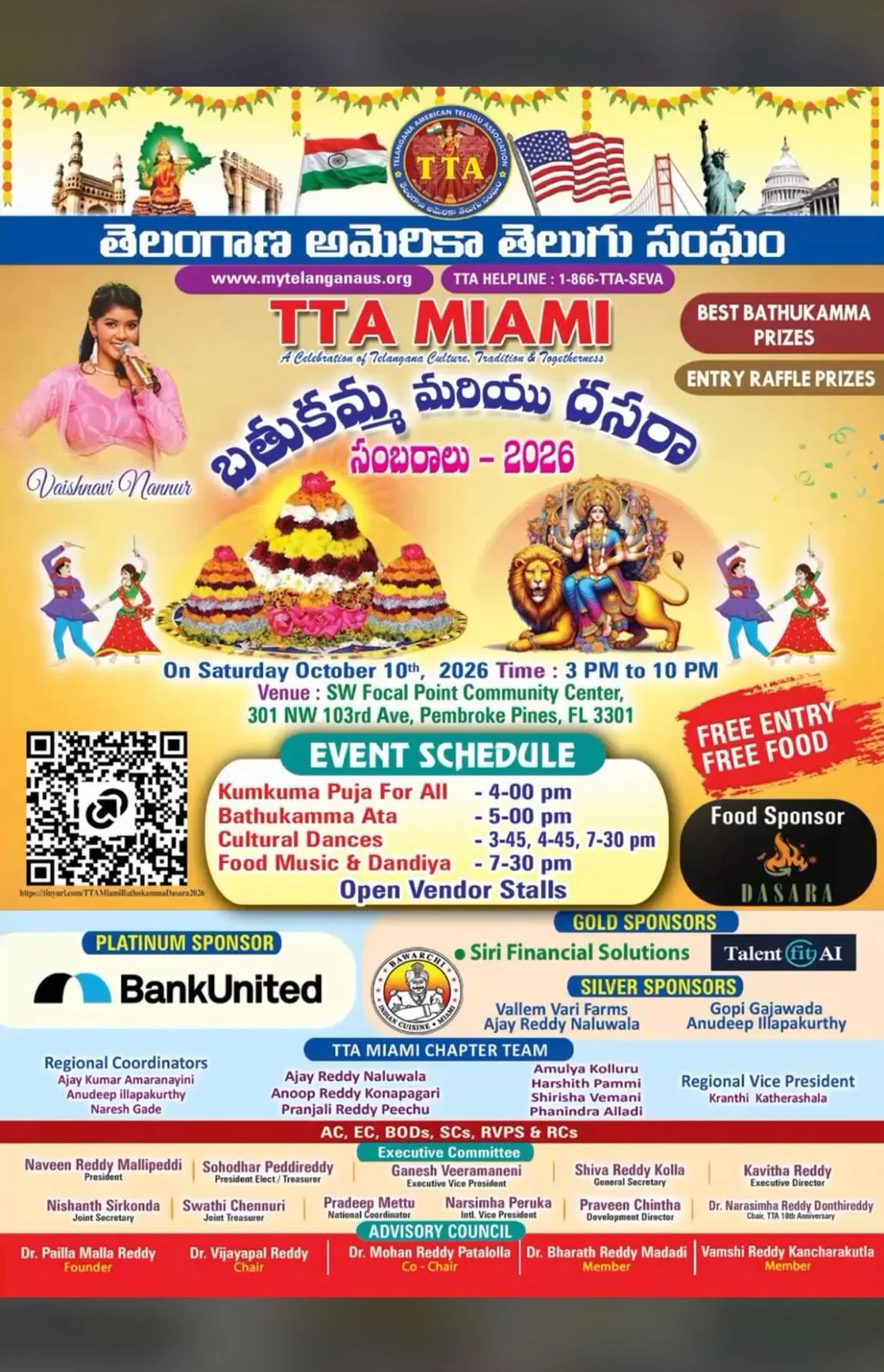 TTA Miami – Bathukamma & Dasara Samburala 2026