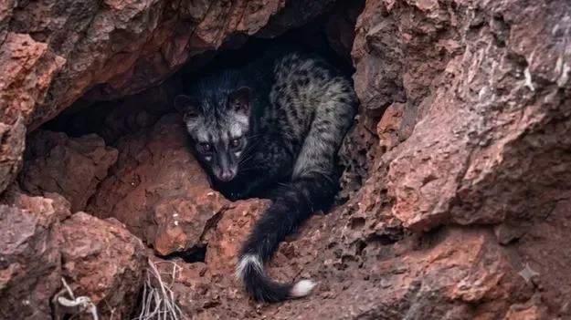 Rare and Endangered Civet Cat Spotted..! Civet Cat Spotted on Mangalagiri Panakala Swamy Hill!